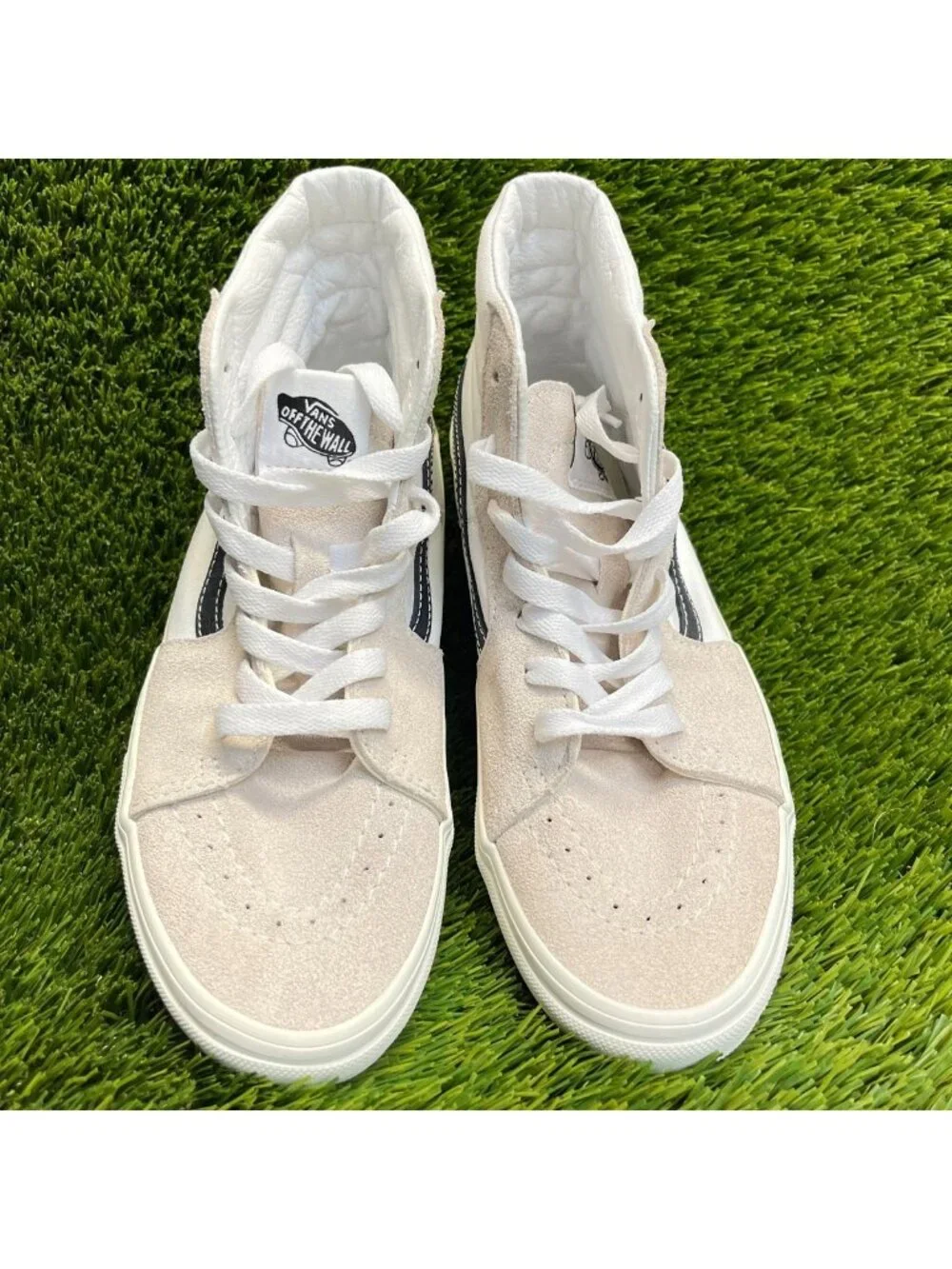 Vans Sk8-Hi Boys Size 5.5Y Beige Cream Athletic Skateboard Shoes Sneakers